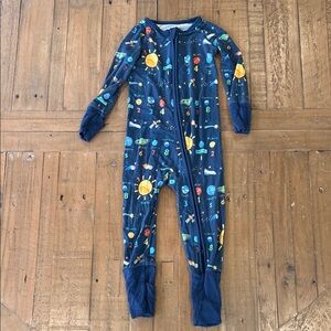 Little Sleepies Navy space planet bamboo zippy 12-18 months pajamas